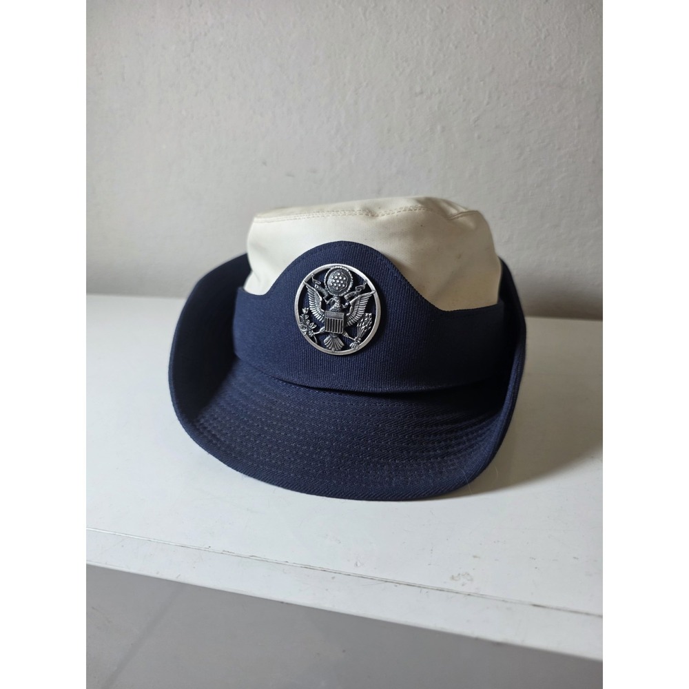 SAM BONK NURSE SERVICE CAP AIR FORCE COMMISSIONED OFFICER HAT AND PIN SIZE 23